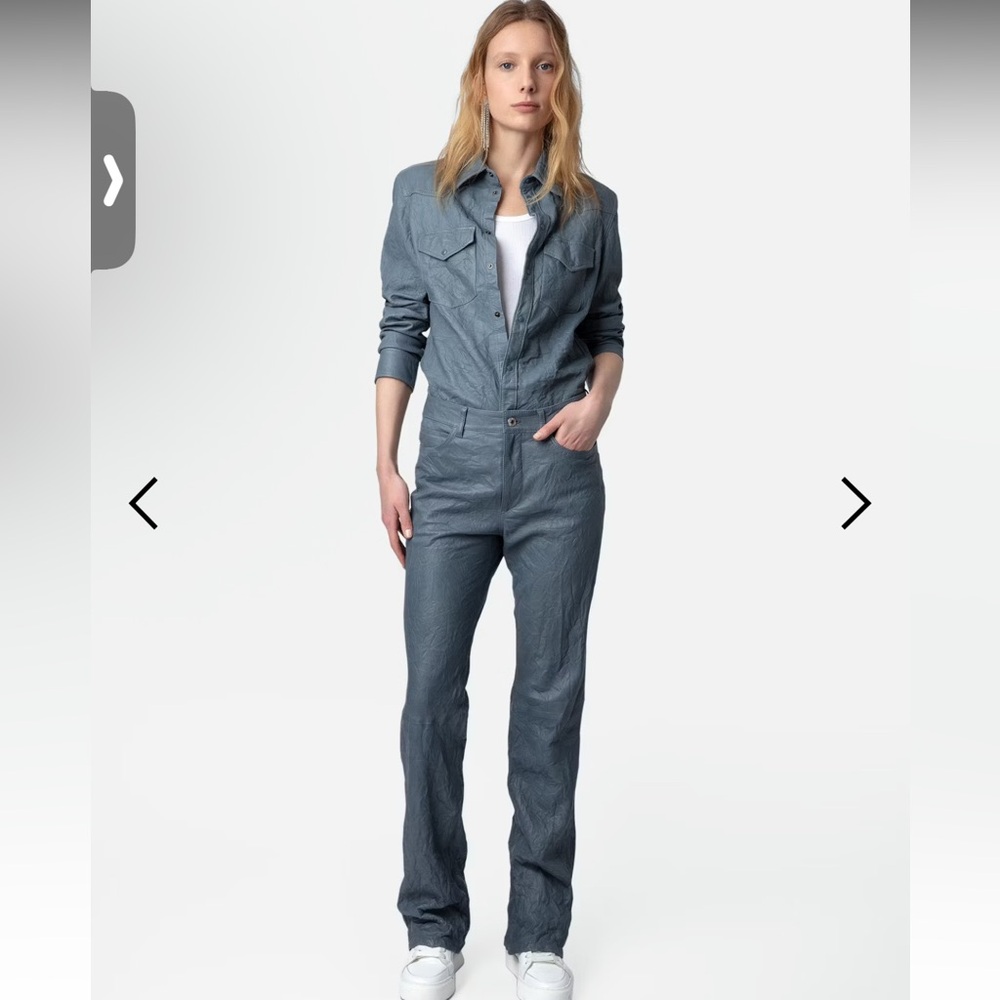 Zadig & Voltaire Slate Blue pants 100% Leather size 34